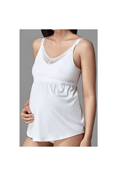 Eros 510 Beyaz Pamuklu Lohusa Emzirme Atleti