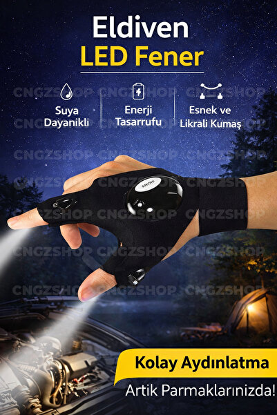 CNGZSHOP Balıkçı Eldiveni LED Fener | Sol El Uyumlu Kamp El Feneri Işıldak – ...