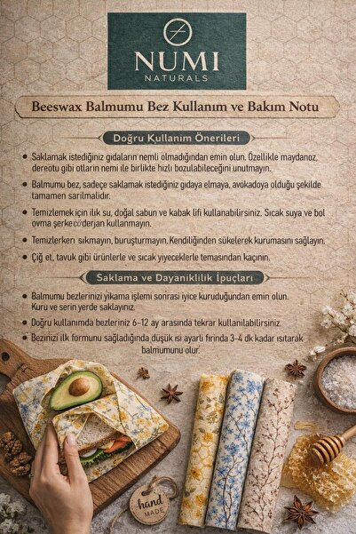 Genel Markalar Balmumu Gıda Saklama Bezleri – Premium 3’lü Set (30×30 cm) - Honey Garden