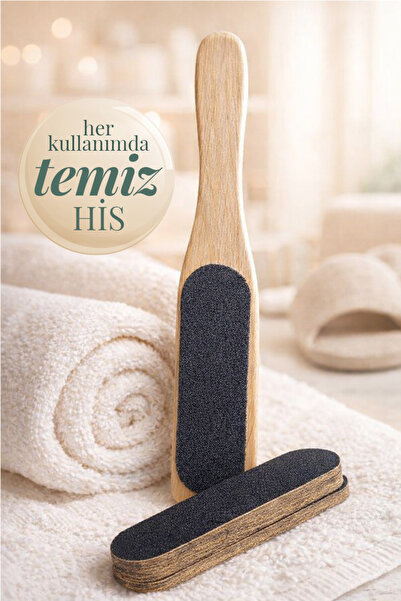 Organische Ahşap Saplı Topuk Törpüsü + 10 Adet Yedek Törpü | Ponza Taşlı Ayak...