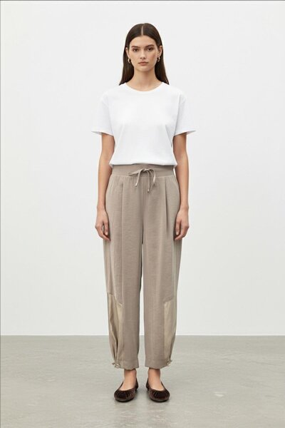 Puane Γυναικείο παντελόνι με κορδόνια και άνετη εφαρμογή – 18287PNT - MINK