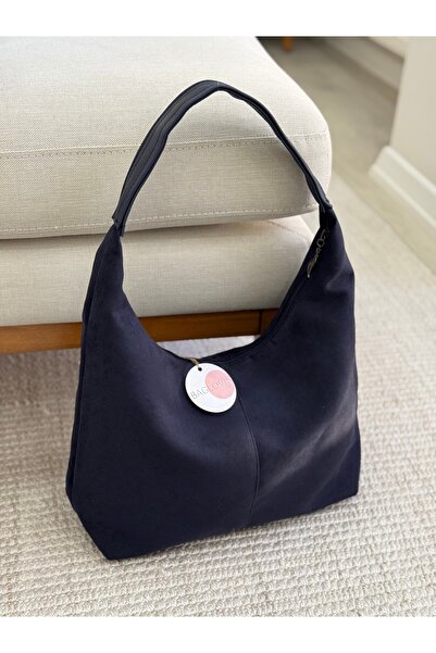 BAGLOVİS Gładka torebka damska na ramię z zamszu Salash w kolorze granatowym