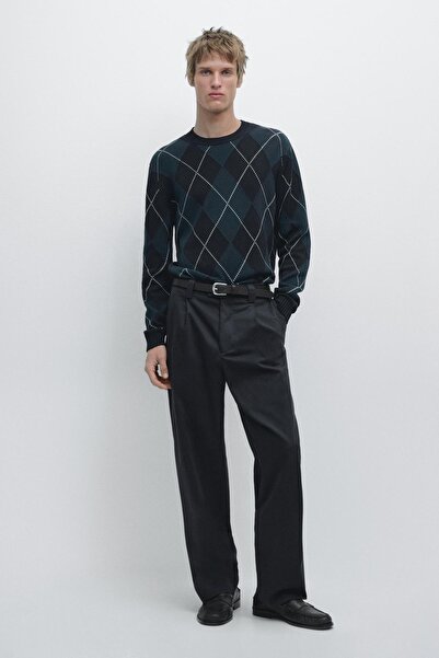 Massimo Dutti Pamuklu Argyle detaylı triko kazak