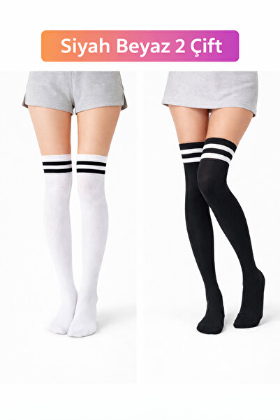 Algitsin O L A Knee Socks Set of 2 - Black and White + Size 36-39