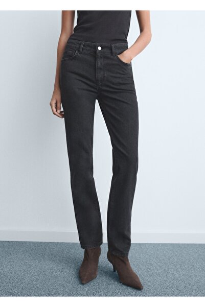 MANGO Woman Dar kesim yüksek bel jean
