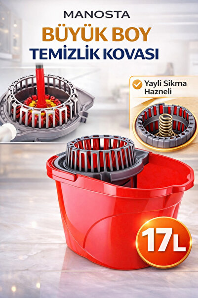 Manosta Yaylı & Sıkma Hazneli Temizlik Kovası – Kol Gücü Gerektirmez. Titiz H...