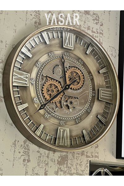 Ornamenti Design Rotanverra Metal Çarklı Duvar Saati 60 Cm