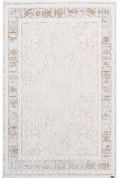 Troy TV034S Cream Carpet Mink Beige Detailed Modern Classic Acrylic Soft Living Room Rug