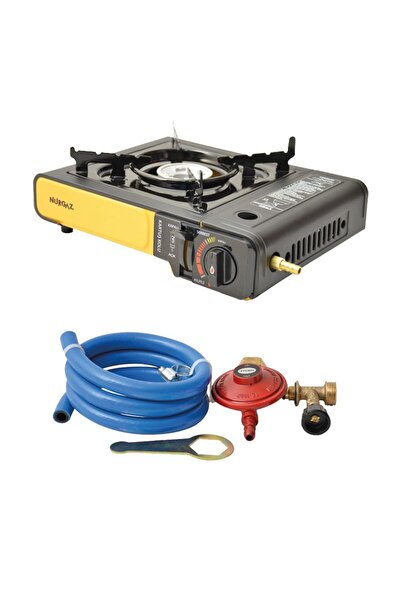 NURGAZ Tekli Portatif Ocak Siyah+Hortum Dedantör Set