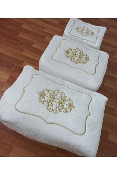 CONSTRAİN Zeynisshome zestre catifea auriu brodat 3 piese cremă pachet logodn...