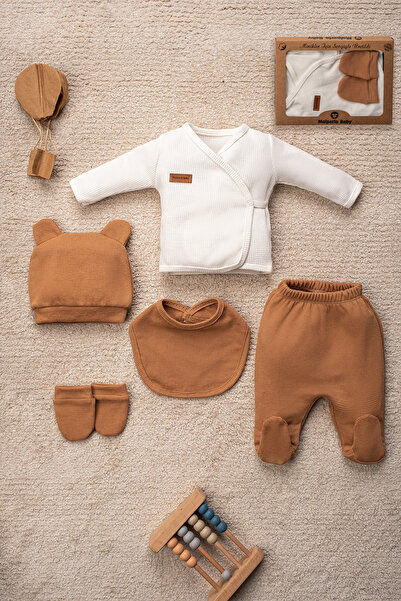 Mai Perla Waffle Kumaş Organik Pamuk Ayıcık Kulaklı Şapkalı Kutulu 5’li Hasta...