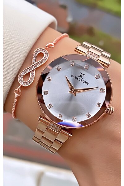 Daniel Klein Rose Gold Renk Su Geçirmez Kadın Kol Saati + Bileklik