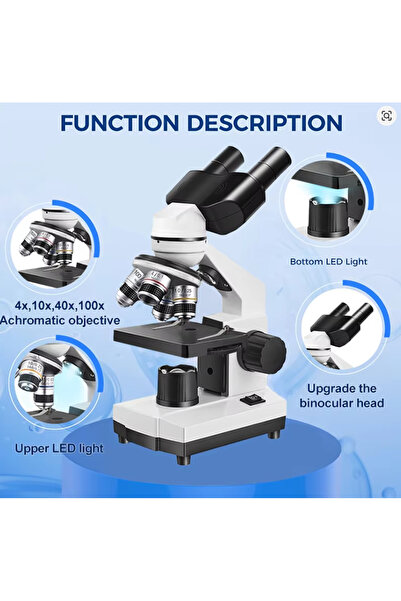 İMGESEL 5000X Metal Gövdeli Taşıma çantalı 2 LED Işık Binoküler biyolojik Bil...