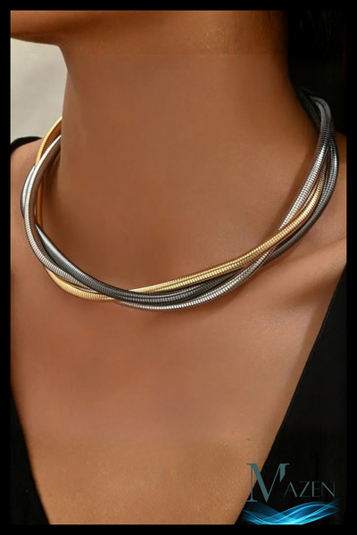 MAZEN Multi-Layered Modern Collar Necklace-Mixed Colors Casual Elegance & Spe...