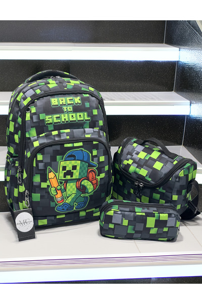 MegiHero Character Patterned Primary School Bag Boy's Primary School Bag Black