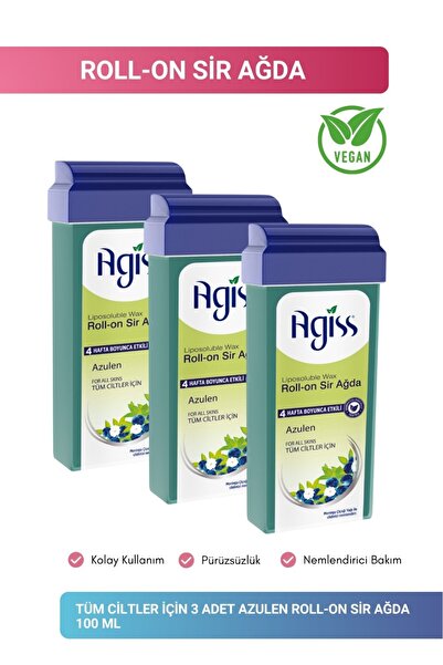 AGISS Roll-on Sir Ağda Tüm Cilt Tipleri Için Azulen Liposoluble Wax 100 ml 3 ...