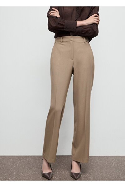 MANGO Woman Düz kesim orta belli pantolon