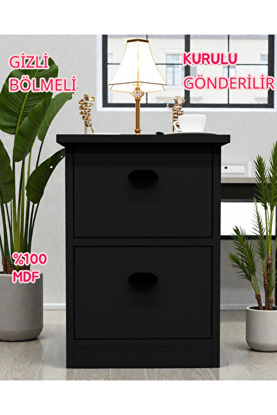 KONAK EV EŞYALARI Gloin Gizli Bölmeli Komodin,MDF,Kurulu Gönderilir,Montaj Ge...