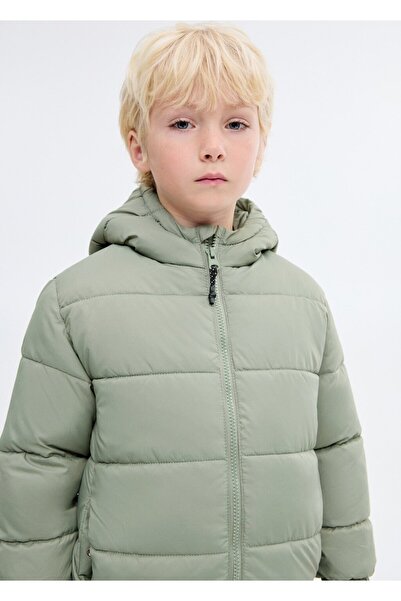 MANGO Baby Kapüşonlu uzun kapitone anorak