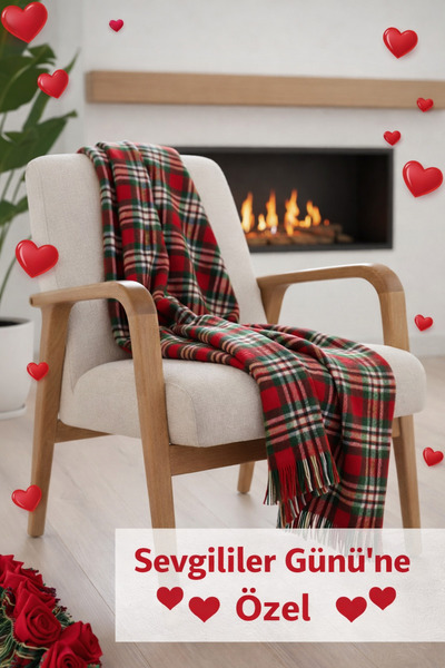 SEVHOME CONCEPT Valentine's Day Special Red Plaid Soft Tv Blanket 130X170 cm