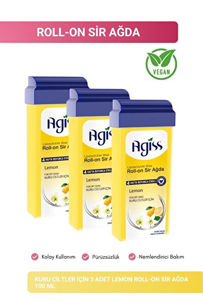 AGISS Kuru Ciltler Için Limon Roll-on Sir Ağda 100 ml X 3 Adet