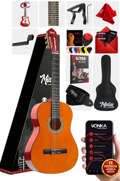 Midex Cg-270m Doğal Renk Klasik Gitar 4/4 Yetişkin Boy Sap Ayarlı Full Set