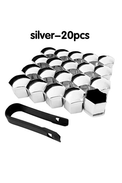 Choice12 أغطية صواميل عجلات السيارات الفضية مقاس 17 مم - 20 قطعة، 20/40/60 قط...