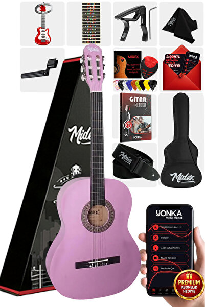 Midex Cg-270pu Lila Renk Klasik Gitar 4/4 Yetişkin Boy Sap Ayarlı Full Set