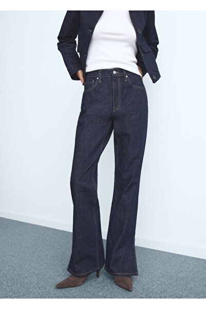 MANGO Woman Yırtmaçlı düz kesim jean