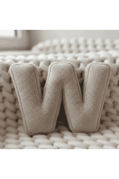 Woodesk Litera, Letter W, Pillow, Throw Pillow, Fiber Filled, Welsoft Fabric,...