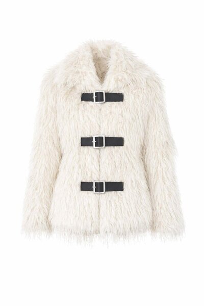 HAZELANNA Belted Ecru Fur