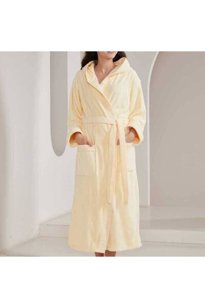 REEFI Modern hooded bathrobe - lemon - XL