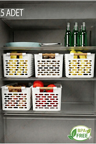 Alacarte 6 قطع سلة تنظيم بيضاء متعددة الأغراض مع حامل - منظم داخل الخزانة وال...