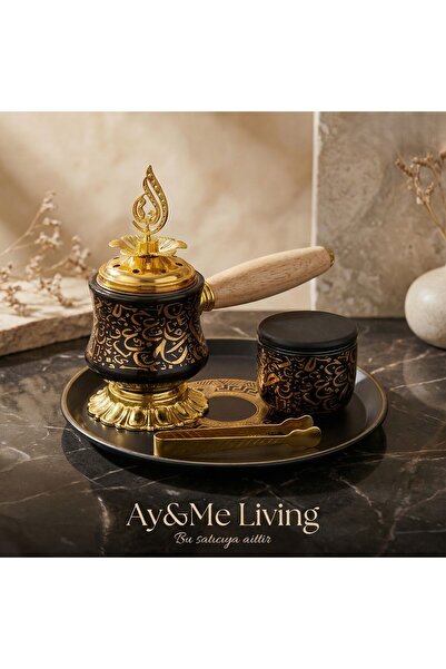 Layansaa Premium Desenli Buhurdanlık Seti – Gold Siyah Lüks Tütsü & Buhur Tep...
