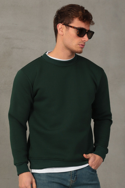 COTTONLAB سويت شيرت أخضر للجنسين - قصة مريحة، رقبة دائرية من القطن الناعم