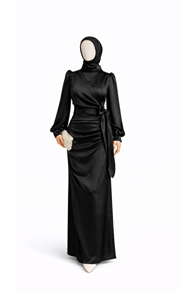 Pearl Satin Modest Evening Dress