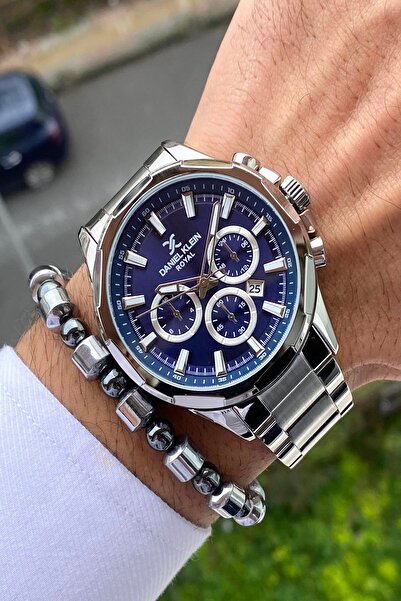 Daniel Klein ساعة يد رجالية بسوار من الفولاذ المقاوم للصدأ + مقاومة للماء حتى...