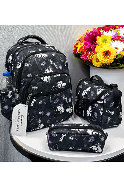 ÇantaExpress Μαύρος χαρακτήρας με μοτίβο πρώτη σχολική τσάντα 3 τεμαχίων Σετ ...