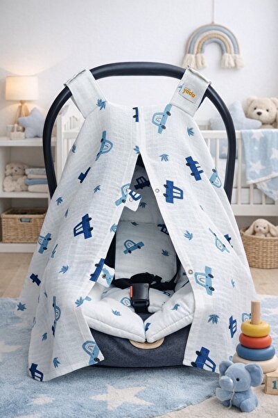 Yada Baby %100 Organik Pamuklu Kumaştan Müslin Tek Kat Minderli Puset Örtüsü ...