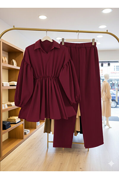 Genel Markalar Liana Bel Lastikli Gömlek Yaka Tesettür Alt Üst Takım