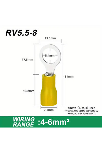 Choice 80pcs-Yellow5.5-8 80pcs Ring Terminals Insulated O Ring Crimp Connecto...