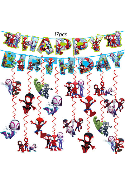 Miniso ١٧ قطعة من زينة حفلات عيد الميلاد للأطفال والفتيات، بتصميم سبايدرمان و...