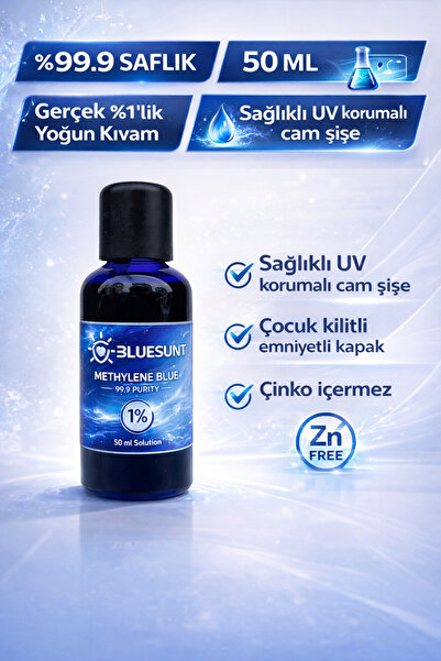 Klenas Metilen Mavisi 99.9 Saflık - 50 ml Sağlıklı Cam Şişede %1 lik Solusyon