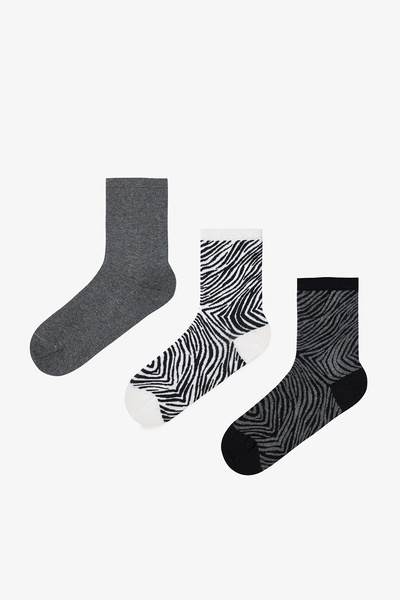 Penti Siyah Classy Zebra 3lü Soket Çorap