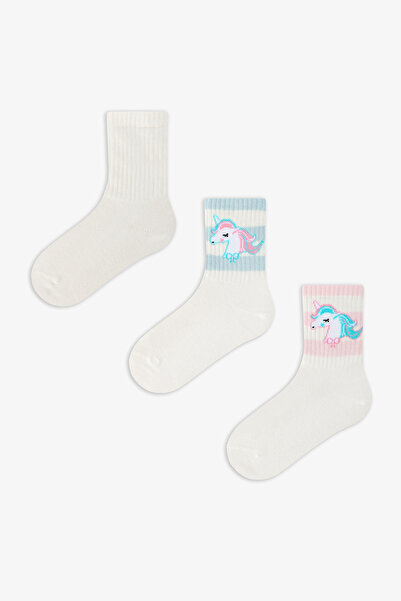 Penti Girl's Unicorn Lines 3-Piece Tennis Socks