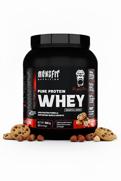 MONSFİT بروتين مصل الحليب 885 جم (26 حصة) - يساعد على بناء العضلات (نكهة بسكو...