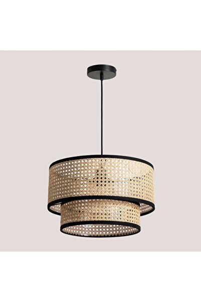 Emg DesiGn Doğal Hazeran Rattan 2 Katlı Pasta Sarkıt Avize Çocuk Odası Yatak Odası Salon Mutfak Hol