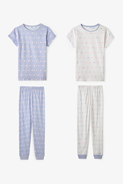 Penti Dark Lilac Girls' Diamond 2-Piece Pajama Set