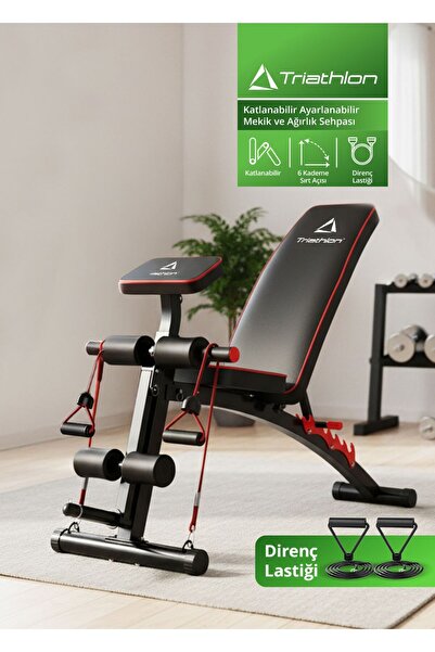 Triathlon T-246 Katlanabilir Ayarlanabilir Mekik ve Ağırlık Sehpası | 6 Kadem...