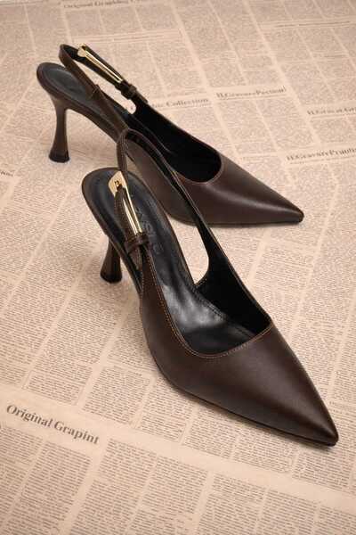 AYENDE MODA Γυναικεία παπούτσια με μυτερό τακούνι Ovis - Παπούτσια στιλέτο καφέ